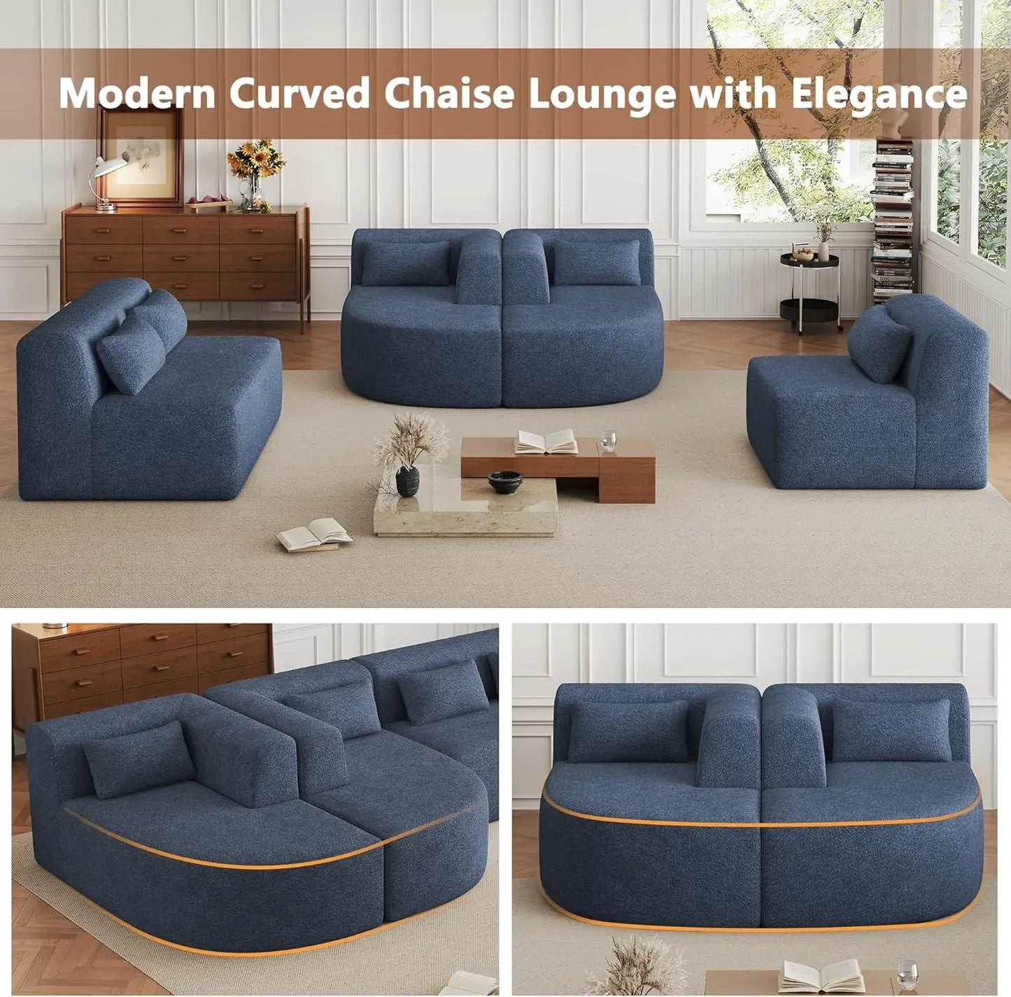 XMSJ ExtravagantLux Modular Sectional Sofa With Premium Boucle Upholstery Finishings