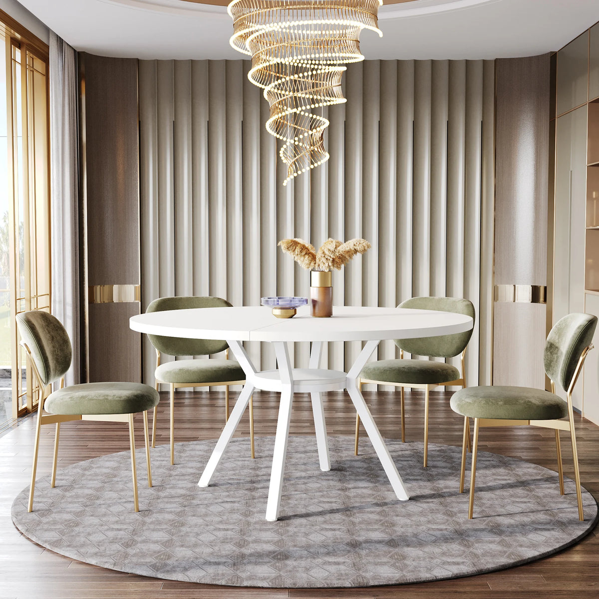 Tribesigns Round Dining Table for 4-6 People, 47-Inch Farmhouse Dinning Room Table Circle Kitchen Table, Industrial Dinner Table
