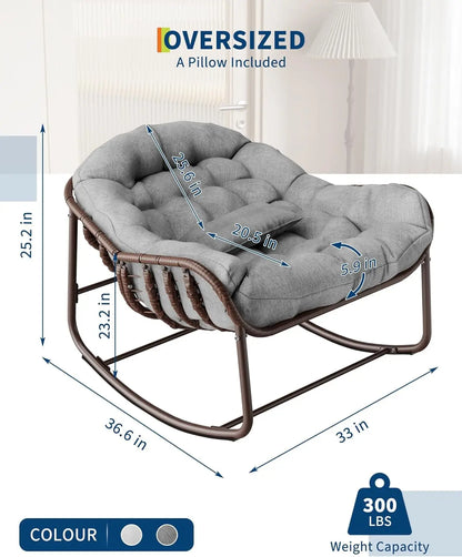 HiMISS Outdoor Papasan Egg Rocking Chair With Cushion