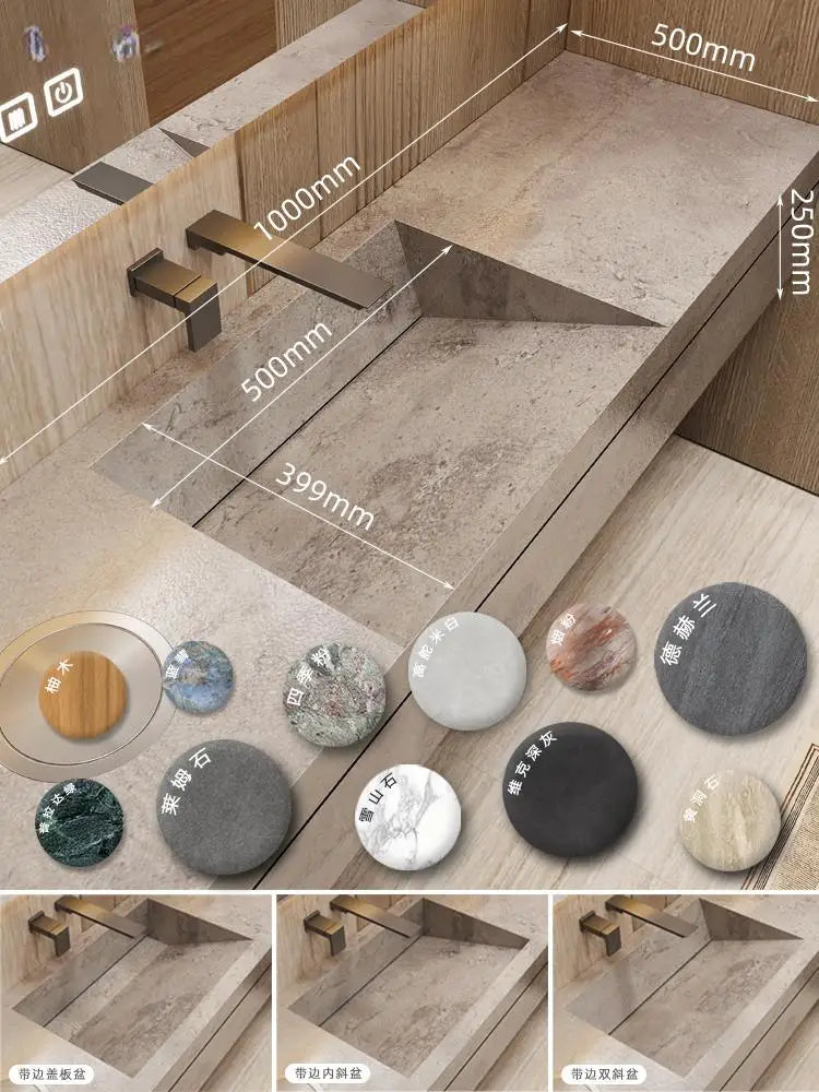 OMGD Stone Bathroom Vanity Set With Integrated Sink Customizable