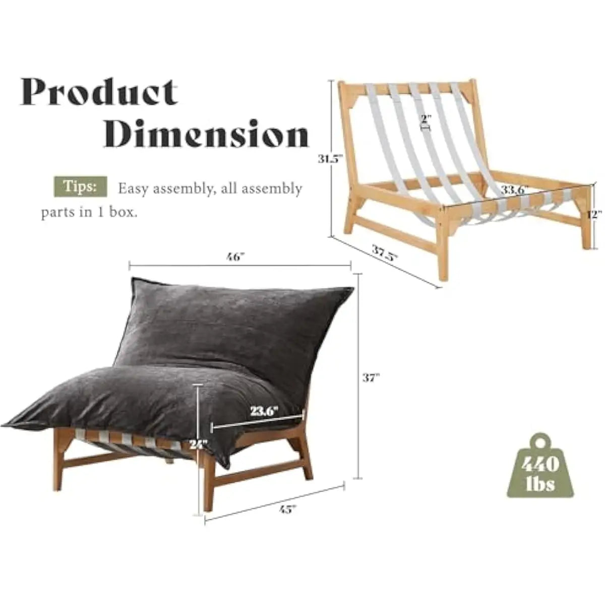 Ergonomic Convertible Lounge Chair for Living Room and Bedroom Comfort