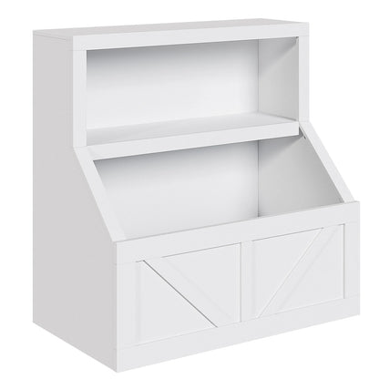 Kids Bookshelf Wooden Toy Storage Organizer with Cubby Toddler Bookcases for Playroom Children&