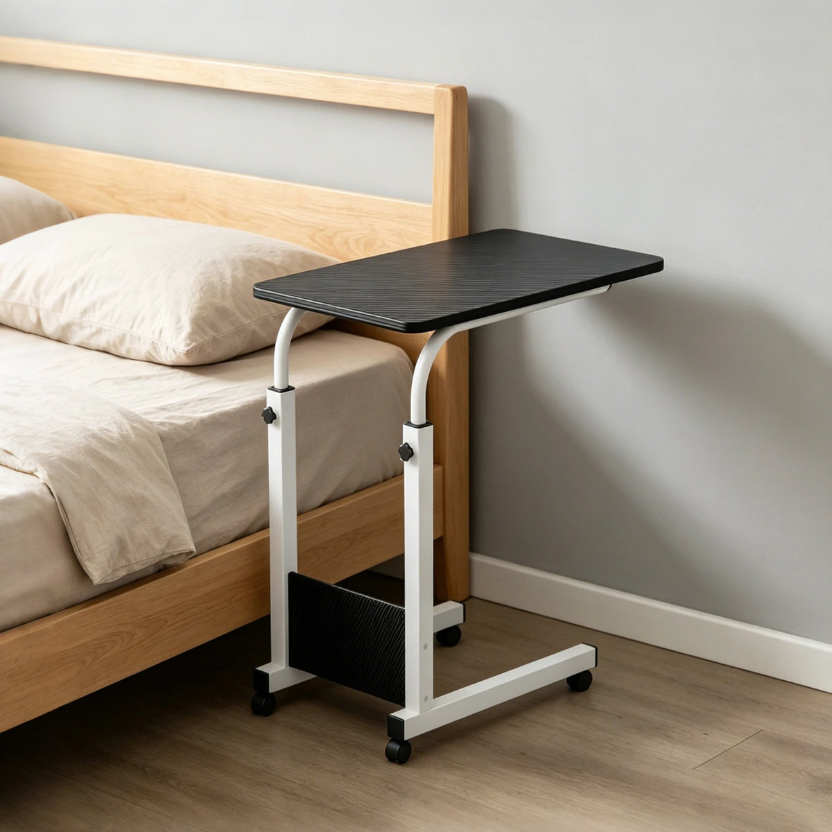 Adjustable Rolling Laptop Cart Overbed Table for Bed or Couch