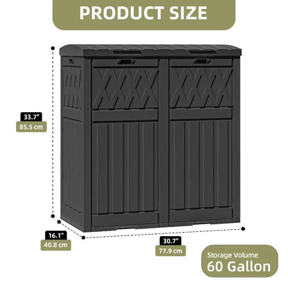 Uforic Double Compartment Weatherproof Resin Trash Can With Lid