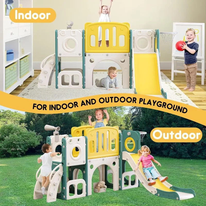 YTYIN 8 In 1 Toddler Slide Set PlaygroundStructure EquipmentModuleSystem ClimberEliteSeries