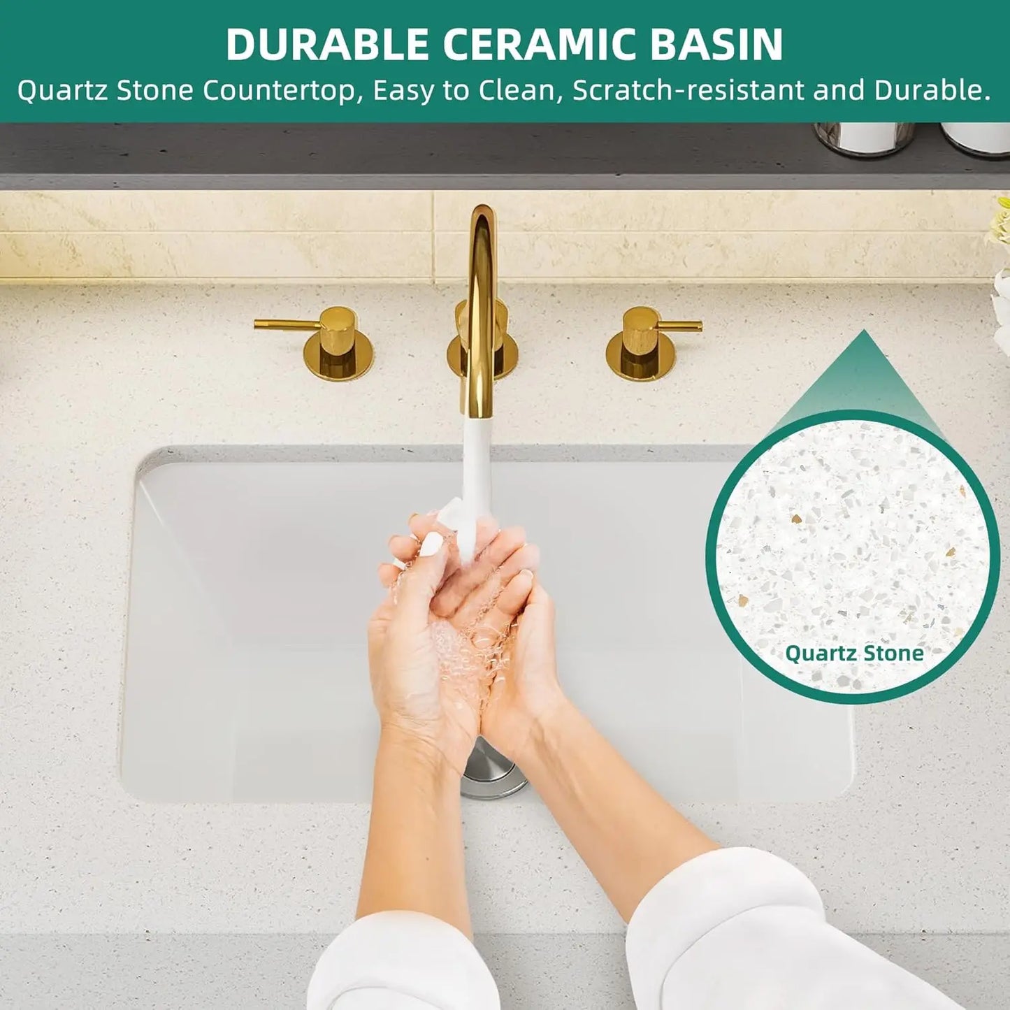 White Floating Bathroom Vanity 48 Inch Wall Mounted Bathroom Vanity with White Sintered Stone Countertop