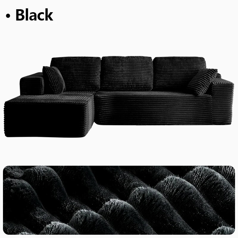 95.7"Oversized L Shaped Couch With Chaise, Minimalist Compressed Boneless Couch No Assembly Required, Modular Cloud Sectional Sofa Fo