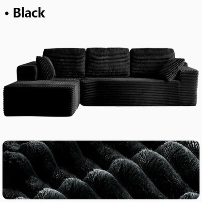 95.7"Oversized L Shaped Couch With Chaise, Minimalist Compressed Boneless Couch No Assembly Required, Modular Cloud Sectional Sofa Fo