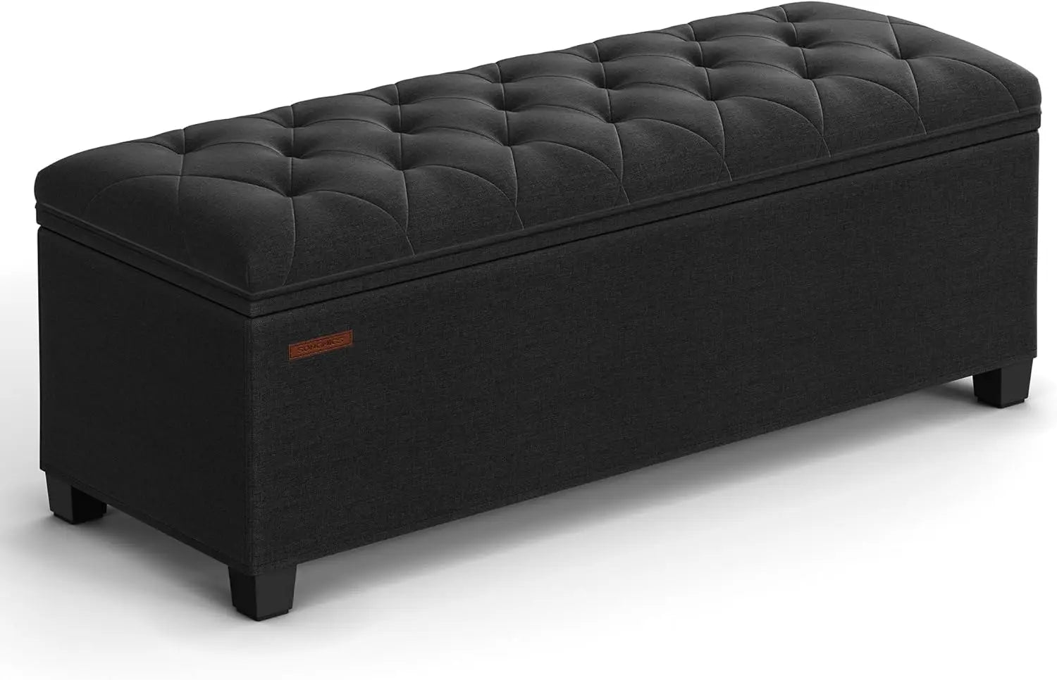 Storage Ottoman Bench with Legs, 15.7x43.3x15.7 Inches, End of Bed Bench, Holds 660 lb for Living Room Bedroom Entryway in Black