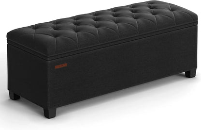 Storage Ottoman Bench with Legs, 15.7x43.3x15.7 Inches, End of Bed Bench, Holds 660 lb for Living Room Bedroom Entryway in Black