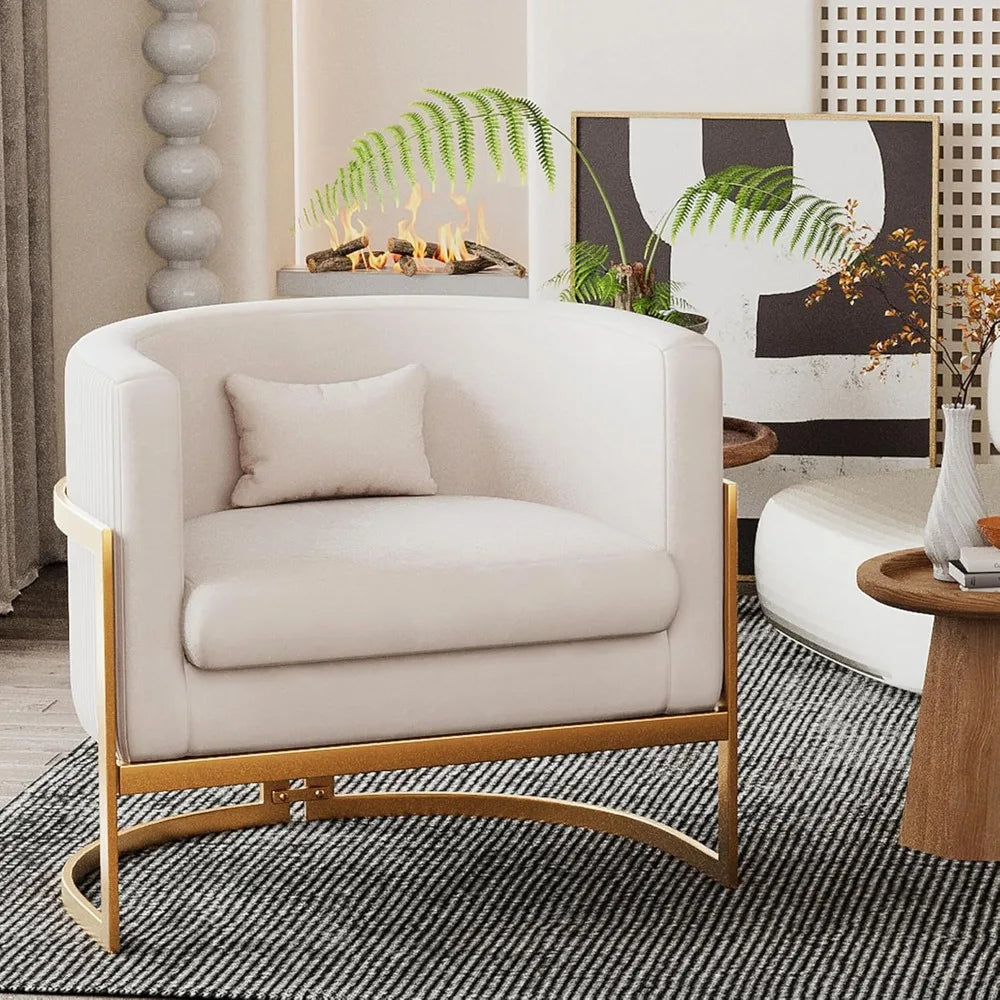 Upholstered Velvet Accent Chair Barrel Chairs Modern Living Room Armchair, Mid Century Lounge Chairs Sofa Tub Bucket Club Chair
