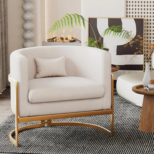 Upholstered Velvet Accent Chair Barrel Chairs Modern Living Room Armchair, Mid Century Lounge Chairs Sofa Tub Bucket Club Chair