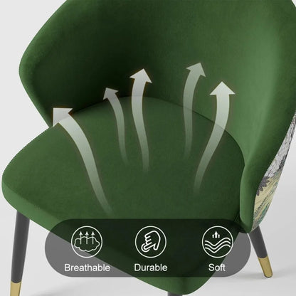Upholstered Velvet Dining Chair, Comfy Dining Room Chairs with Thick Cushions, Modern Kitchen Side Chairs (Green, 1-Piece