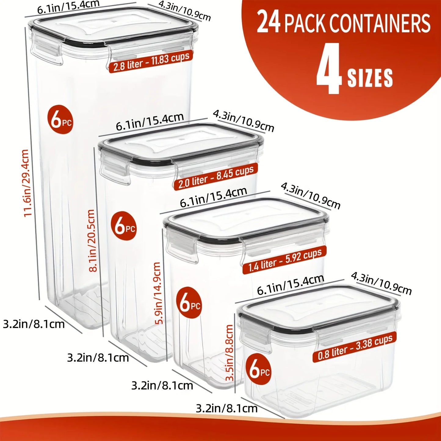 ATMDOG 24 Piece Airtight Food Storage Containers Set BPA Free