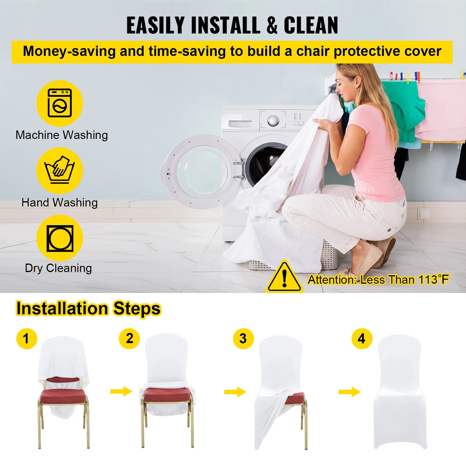 SucceBuy 50 100Pcs Wedding Chair Cover Spandex Stretch Slipcover for Restaurant Banquet Hotel Dining Party Universal Chair Cover