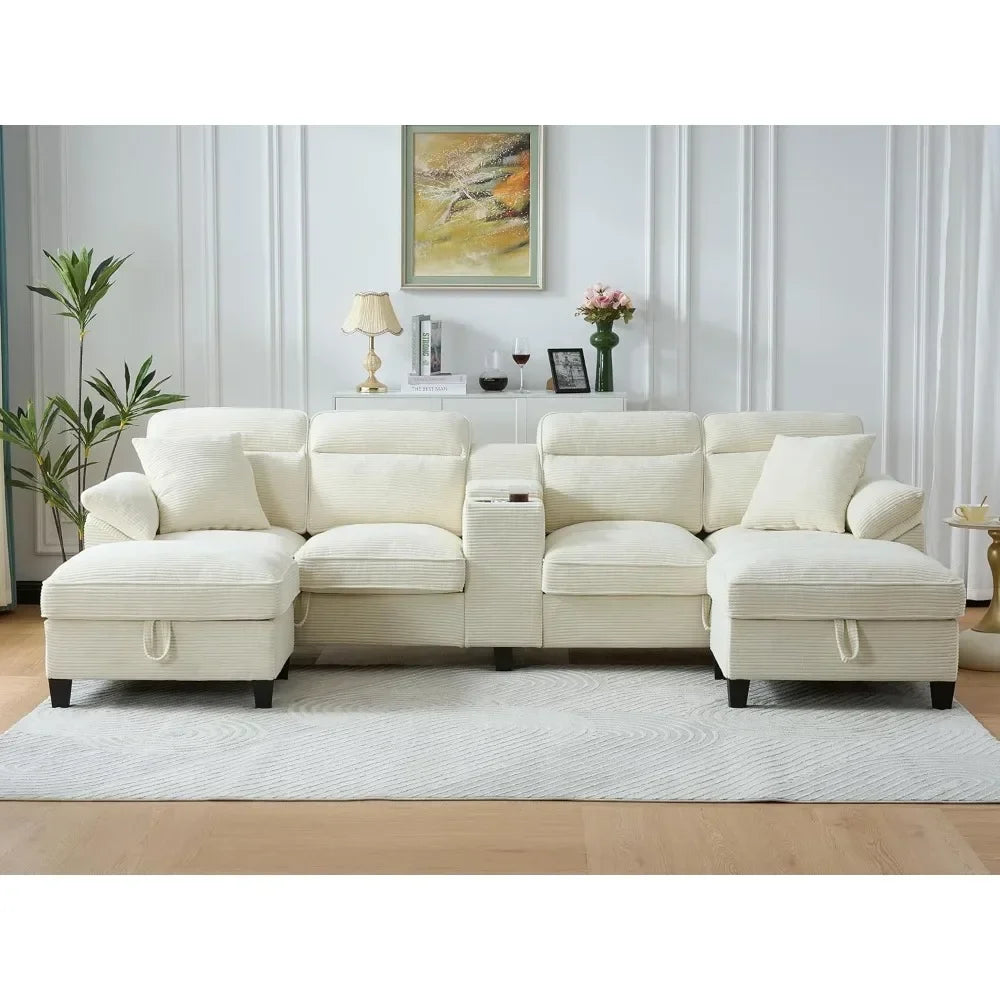 U Shaped Cloud Couch Sectionals Comfy White Sectional Couches for Living Room Modern Oversized Modular Sofas,Corduroy Customized