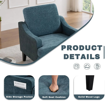 Accent Chairs Set of 2,Mid-Century Arm Chairs Chenille Fabric Living Room Chairs,Upholstered Reading Chairs for, Customized