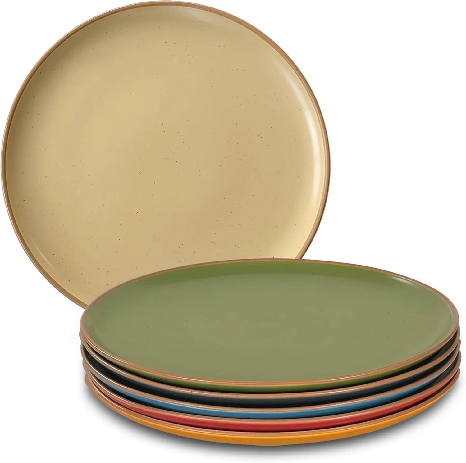 Ceramic Artisan Matte Dinner Plates Set of 6, 10 inch Dish Set - Microwave, Oven, and Dishwasher Safe