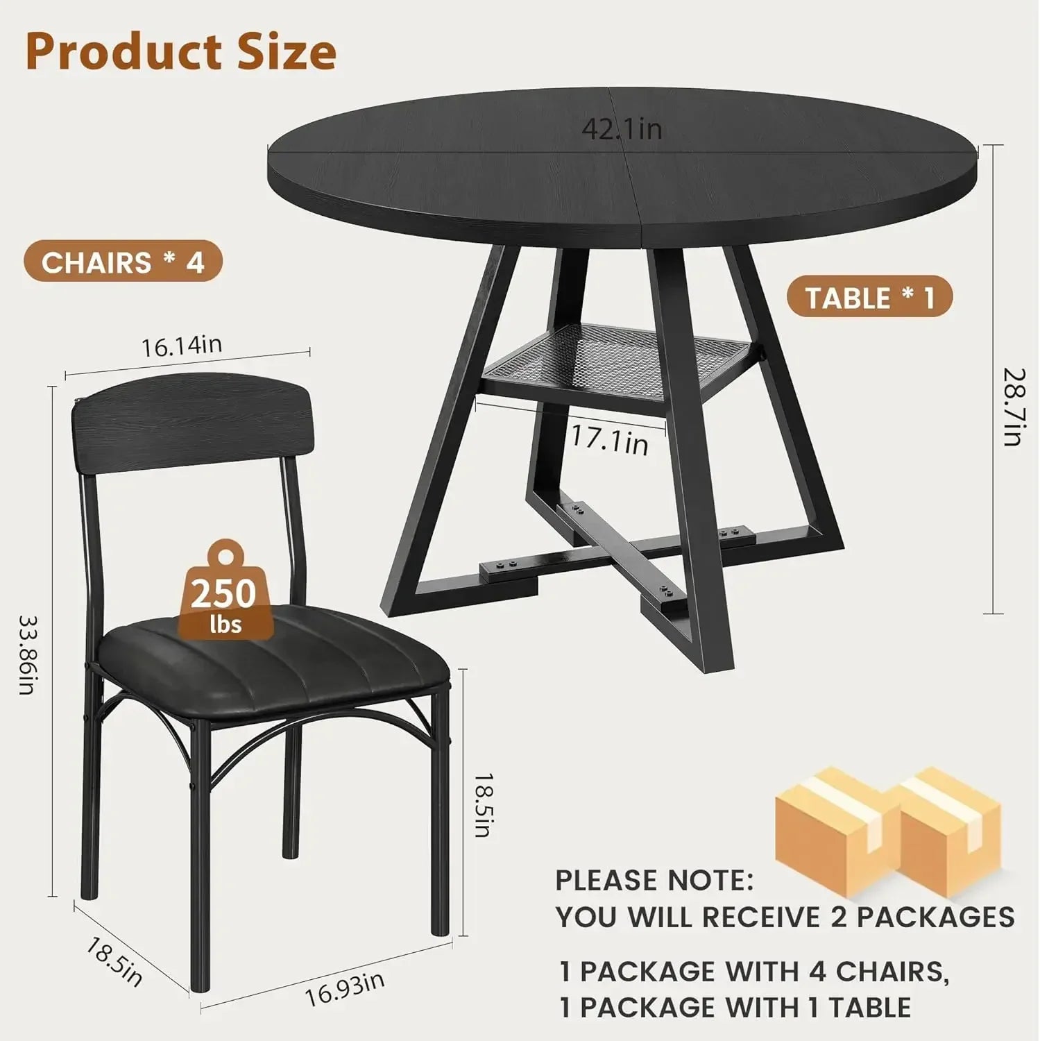 BestsellerBestsellerKitchen and Chairs for 4, Circle Table Round Pedestal Dining Room Dinner Dinette Set, Round Dining Set for 4