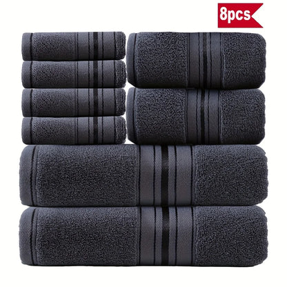 8 Piece Luxury Towel Set – Majestic Plush, Super Absorbent &amp; Quicker-to-Dry, Thick 100% Ring Spun Cotton Towels for Bathroom, Spa &amp; Hotel – 2 Bath, 2 Hand, 4 Washcloths