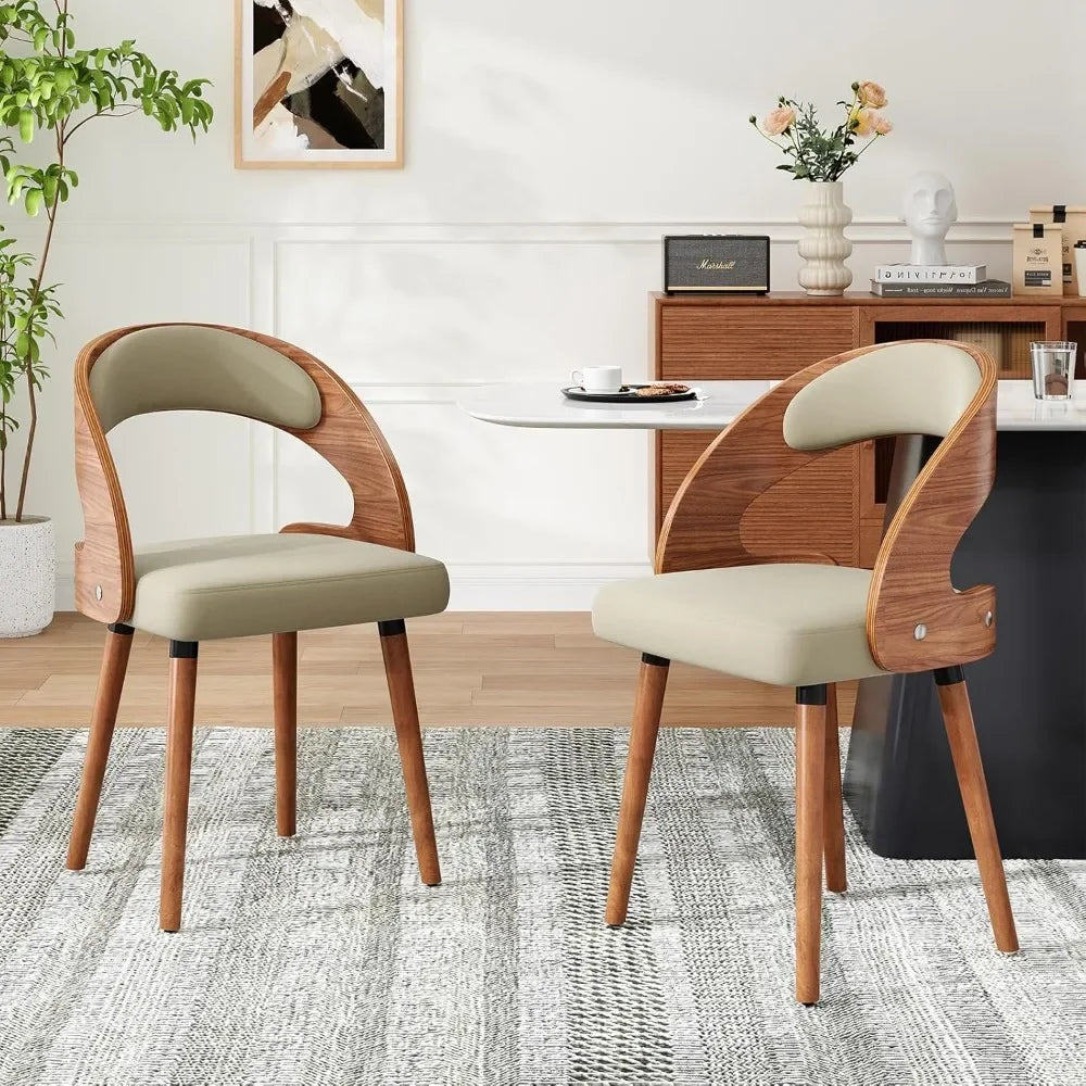 Modern Wood Dining Chairs Set of 4 Upholstered with Curved Backrest for Kitchen Dining Room Living Room, Customized
