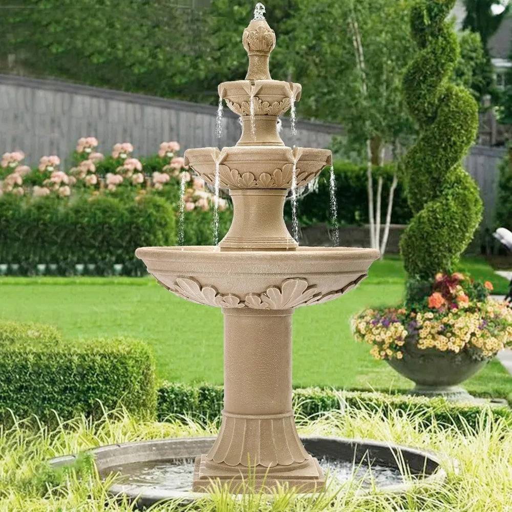 Large Outdoor Water Fountains for Gardens - 48.4 Tall Cascading Indoor Floor Fountains and Waterfalls