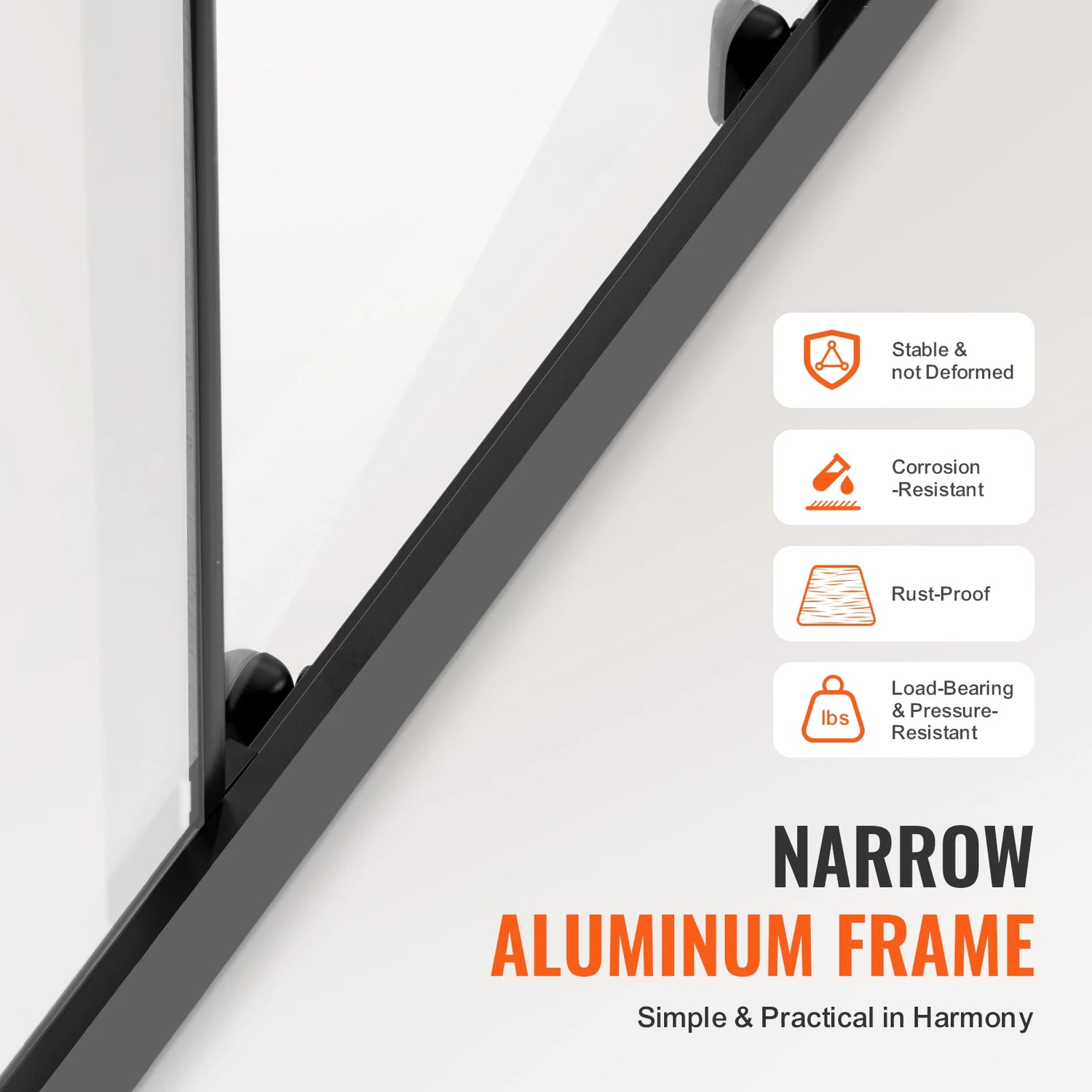 SucceBuy Semi-frameless Shower Door 57.8-59Wx70H in with 1/4in(6mm) Clear Tempered Glass Shatterproof &amp; Stainless Steel Hardware