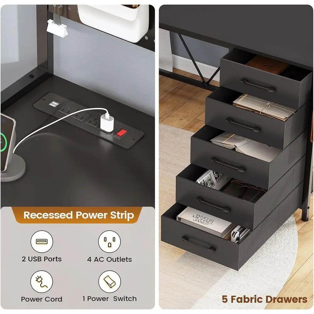 L Shaped Gaming Desk With Drawers Hutch Pegboard And Storage