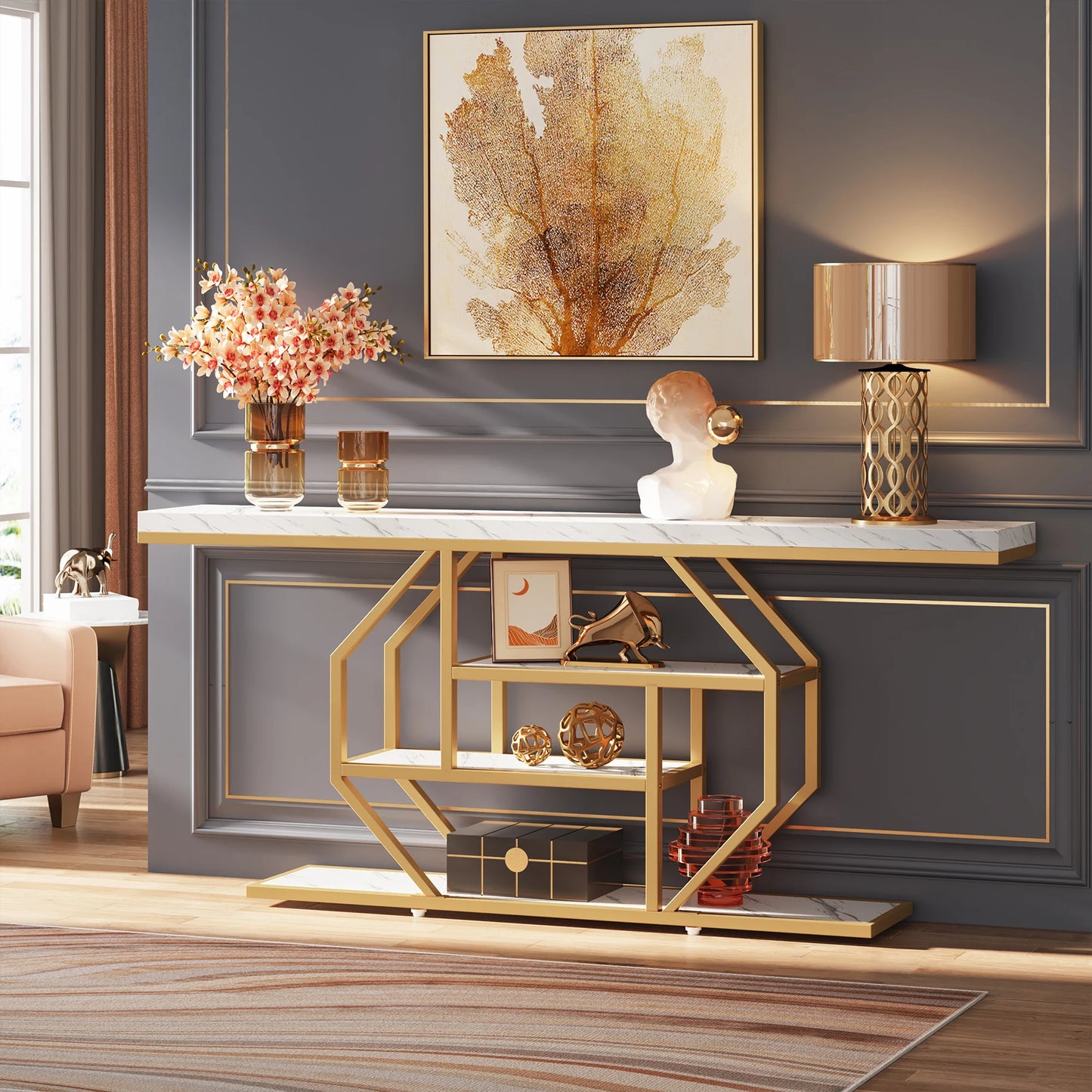 Tribesigns Console Table With Storage Four-Tier Entryway Accent