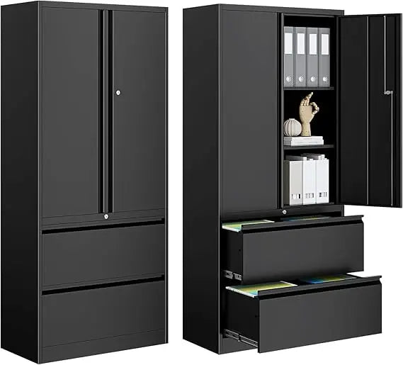 2-drawer metal file cabinet, lateral vertical filing cabinets for home office, locking file cabinet with storage shelves, legal/