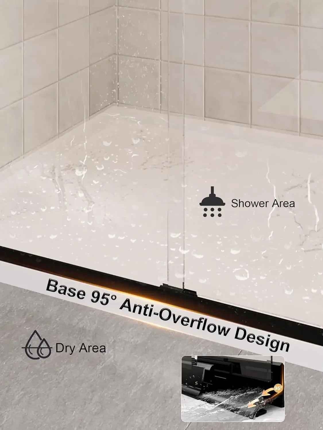 Glass Shower Door, 54”-60" W x 72" H Sliding Shower Door, Aluminum Semi-Frameless &amp; 1/4"(6mm) Clear Tempered with Explosion-Proo