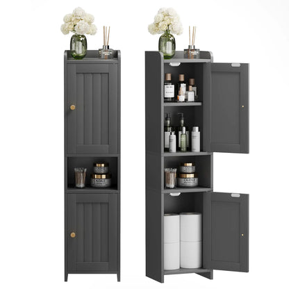Cabinet With 2 Doors, 7.3 X 9.8 X 40.4 Inches, Small Freestanding Storage Cabinet With Adjustable Shelf, Floor Cabinet