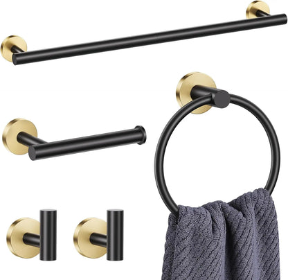 Black Gold Bathroom Hardware Set Accessories Wall Mounted Stainless Steel Towel Bar Towel Ring Toilet Paper Holder Hook Bathroom