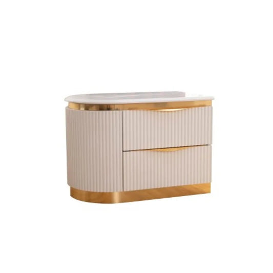 General Left Two-Drawer Wood Nightstand Minimalist