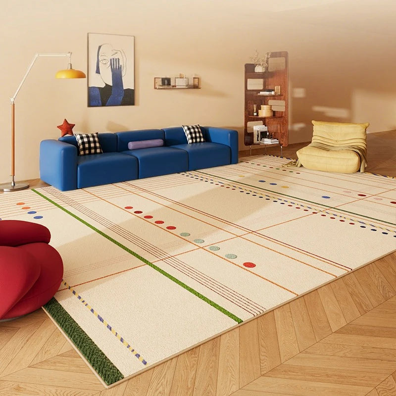 Minimalist Creative Dopamine Geometric Pattern Living Room Carpet Bedroom Room Floor Rugs Home Easy Repair Sofa Coffee Table Mat