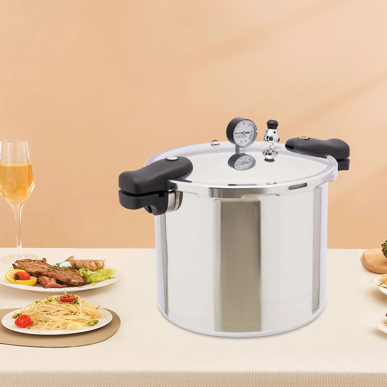 22L Large Capacities Pressure Cooker 90Kpa Commercial Stainless Steel Explosion-Proof Pressure Cooker For Gas Stoves 32*28cm