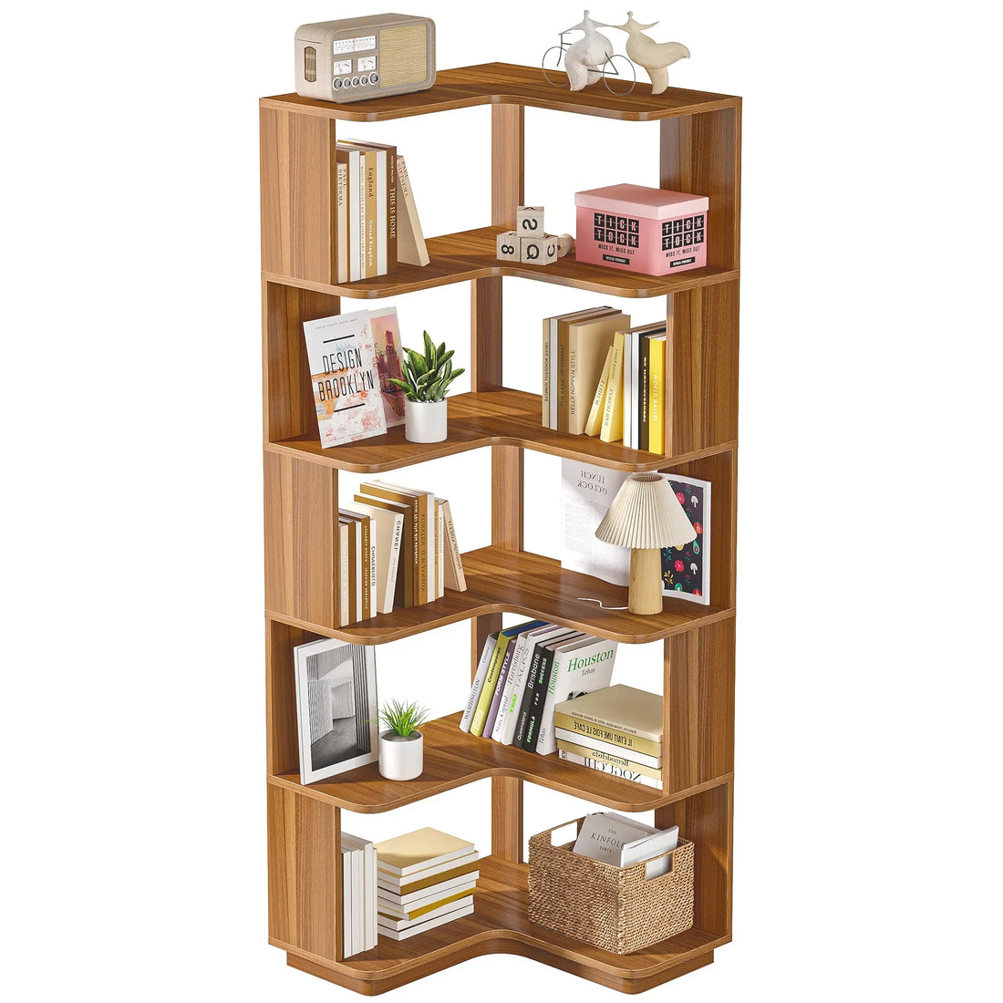 Tribesigns Industrial Corner Bookshelf with Anti Drop Panel