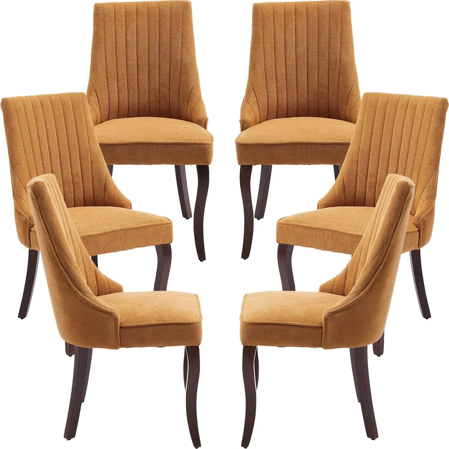Velvet Upholstered Dining Chairs Set of 6 Mid Century Wood Legs Kitchen Room Easy Assembly Beige 6pcs,Customized