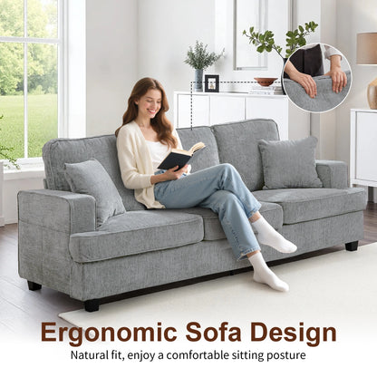 Couches for Living Room, 89 inch Cloud Couch Sofa in Chenile with Extra Comfy Soft Seats, Modern 3 Seater Sofas for Bedroom
