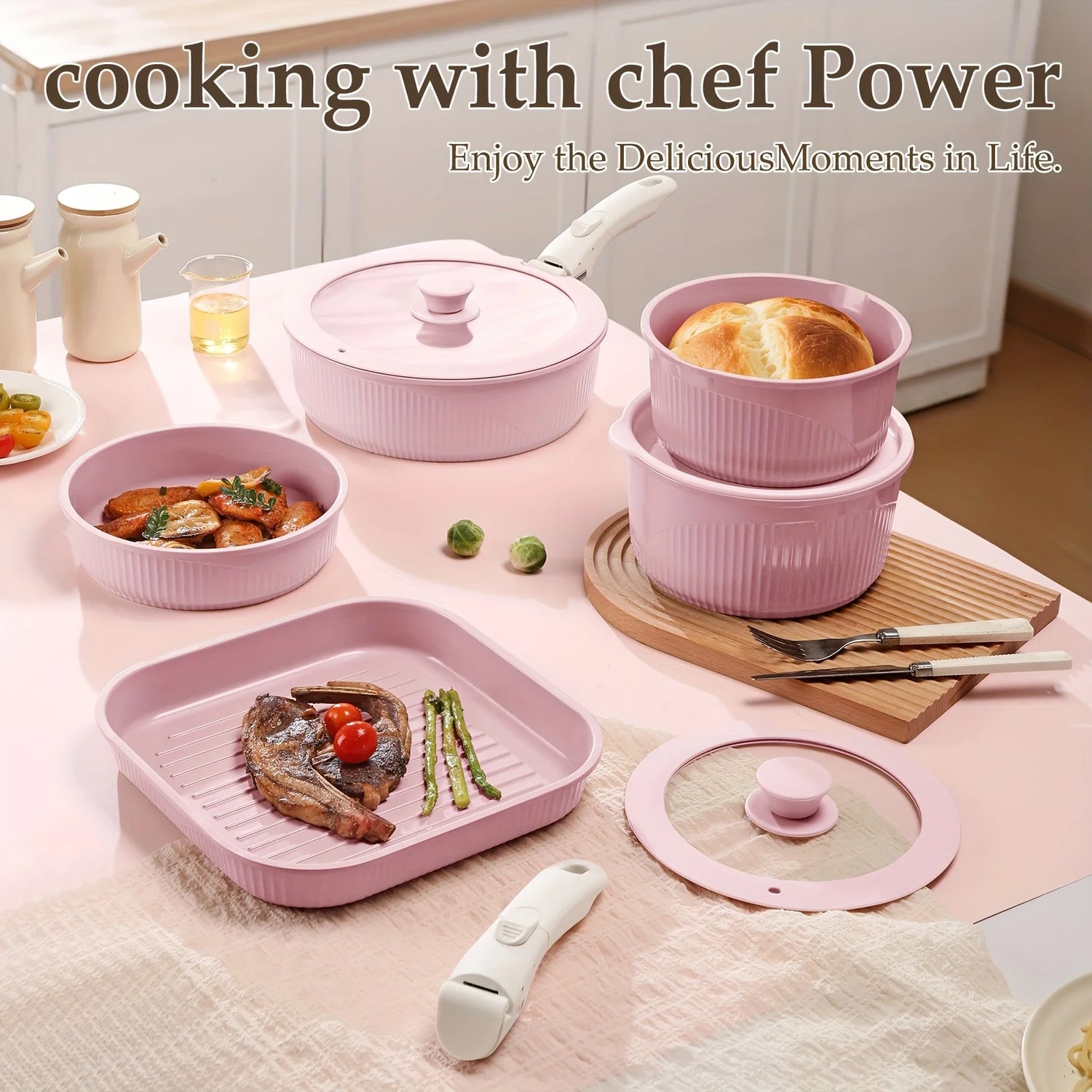 24pcs/7pcs/5pcs Cookware Set Non-Stick Pots &amp; Pans Induction-Ready Kitchen Cookware Set Includes Skillet/Frying Pan/Soup Pot/Ste