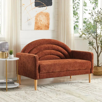 Modern Linen Upholstered Loveseat Sofa with Wood Frame