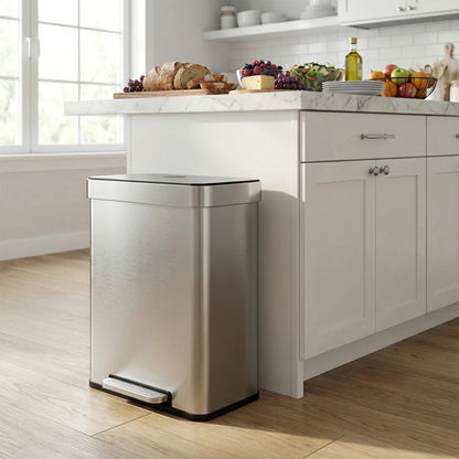 DOPINMIN Two Compartment Stainless Steel Pedal Trash Can