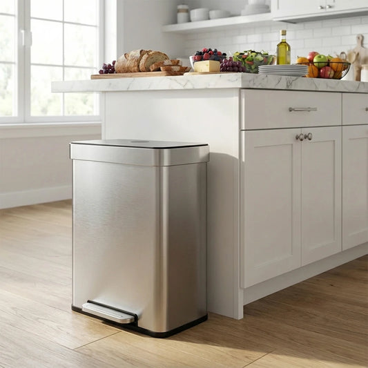 DOPINMIN Two Compartment Stainless Steel Pedal Trash Can