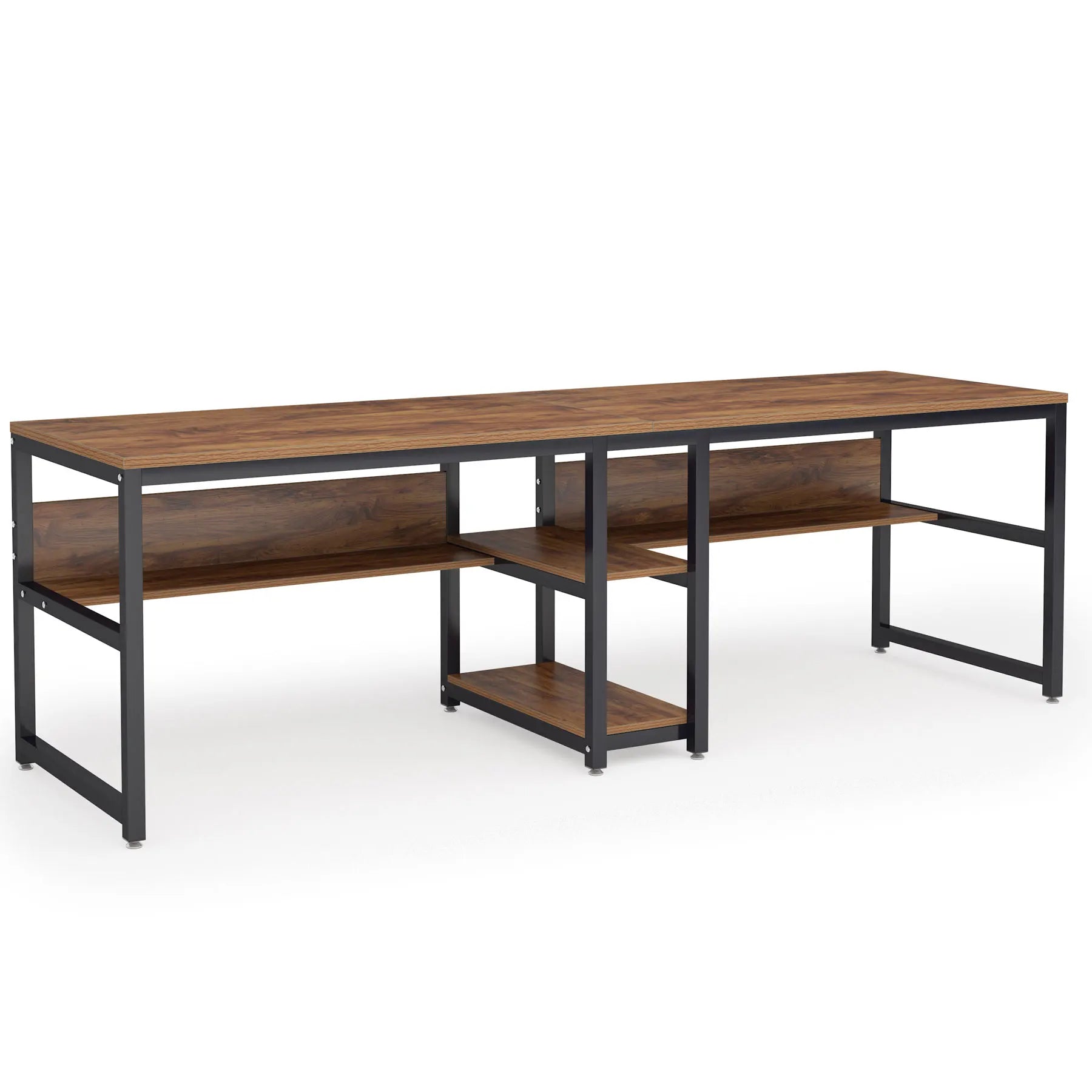 Tribesigns Two Person Desk With Bookshelf For Home Office
