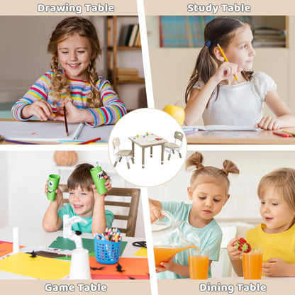 Adjustable Kids Table Set With Two Chairs For Montessori Art Learning