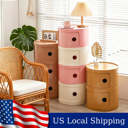 General Use Minimalist Round Bedside Table Nordic Plastic Nightstand