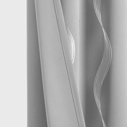 4PCS Blackout Curtains Grommet Thermal Insulated Room Darkening  With Wave Foil Printed For Bedroom