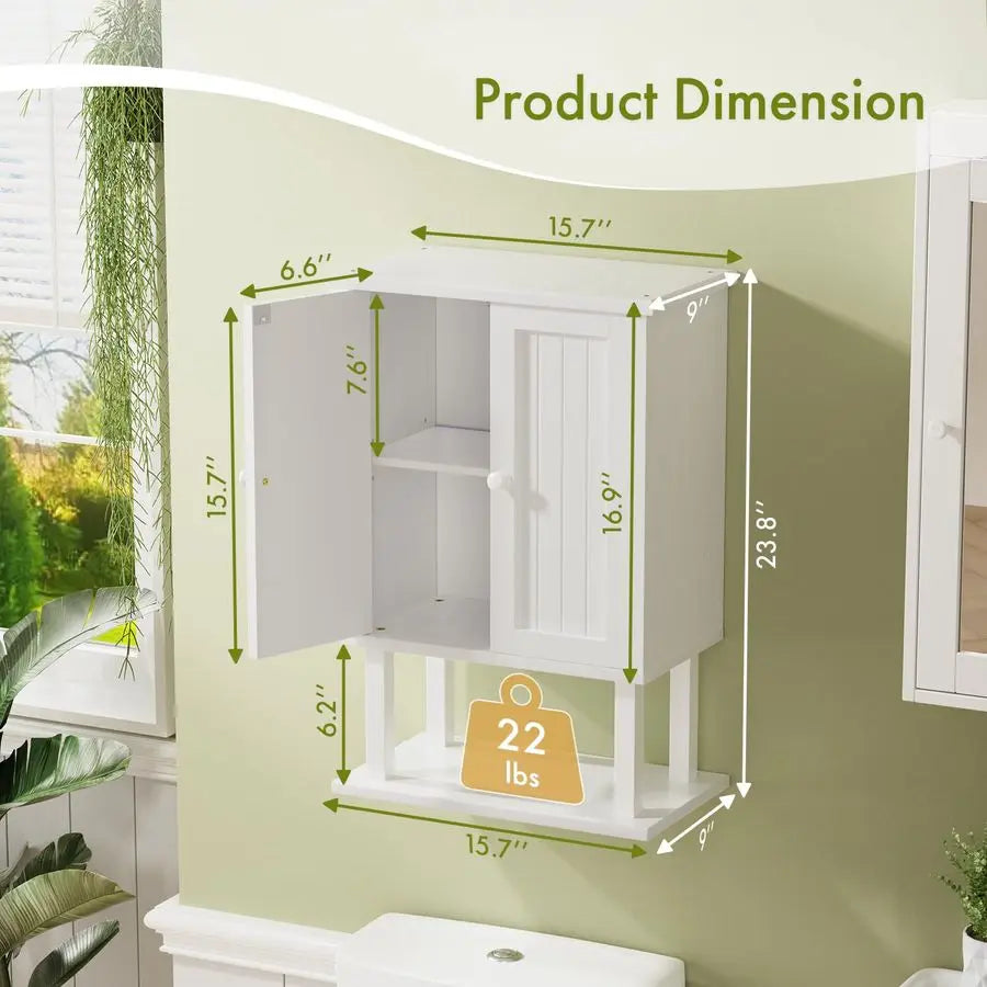 XMSJ Bamboo Bathroom Wall Cabinet Over Toilet With Adjustable Shelves
