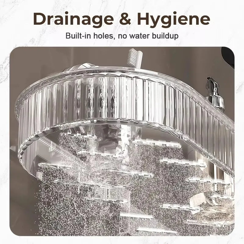 Shower Suction Cup Shelf Basket Light Glacier Pattern One Second Installation bathroom Organizer Storage Rotating To Suck Remove