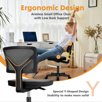 JHK Mesh Armless Office Chair With Lumbar Support And Wheels